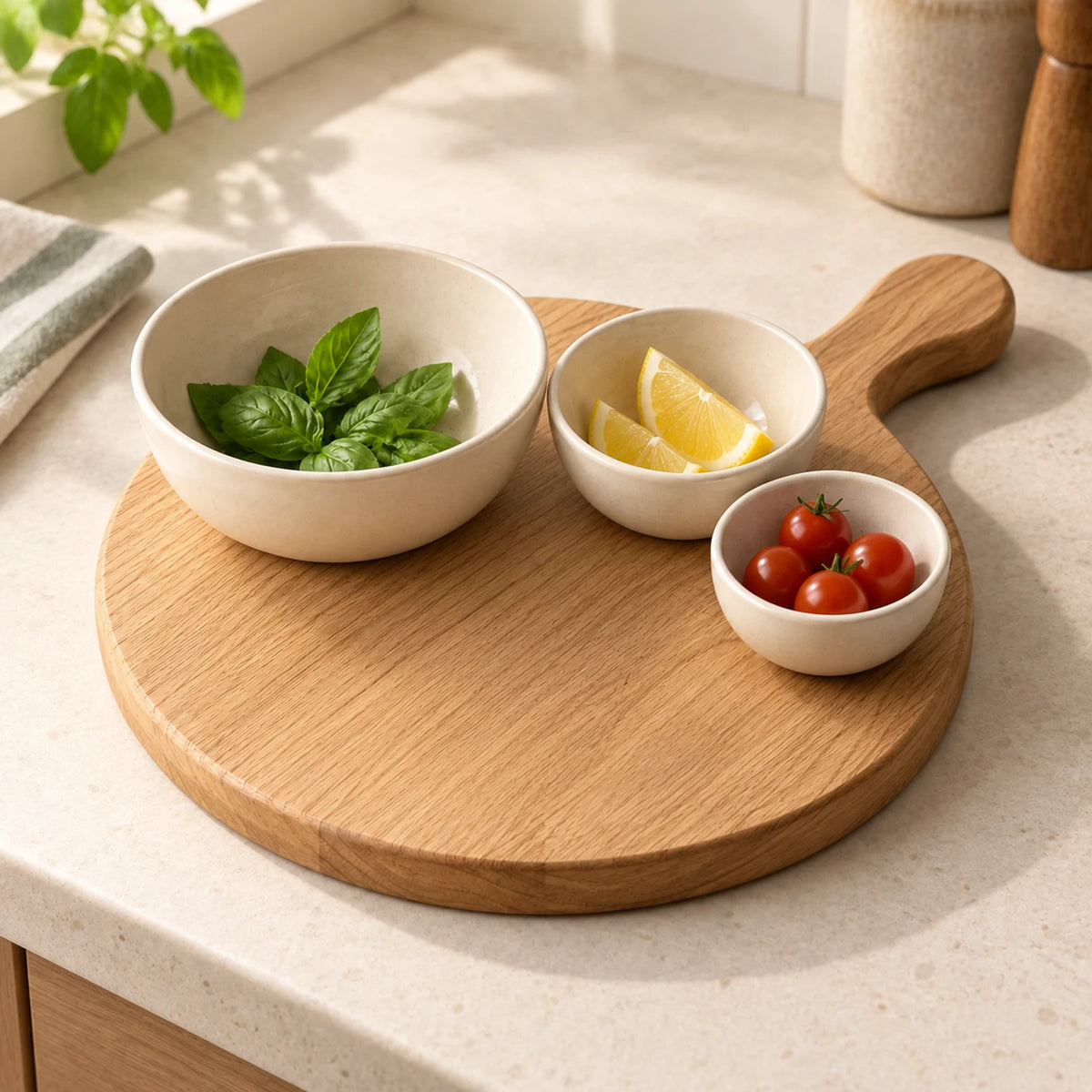 Arc Prep Bowl & Board Set — kitchen styling; props not included