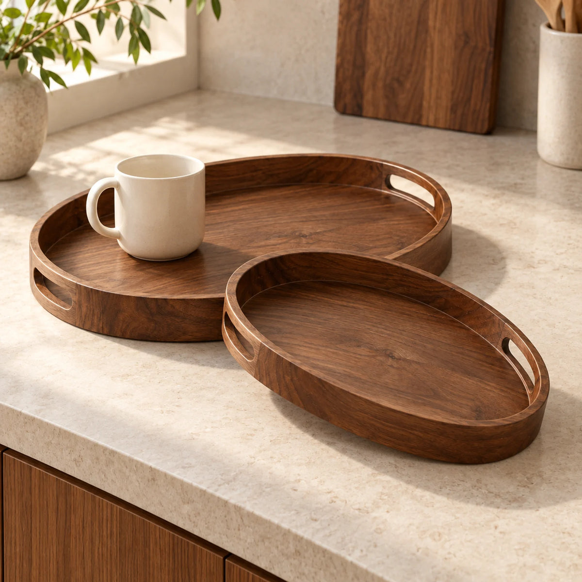 Roundhouse Serving Tray Duo — kitchen styling; props not included